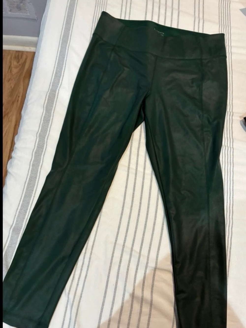 Athleta Faux Leather High-Rise Leggings in Deep Green